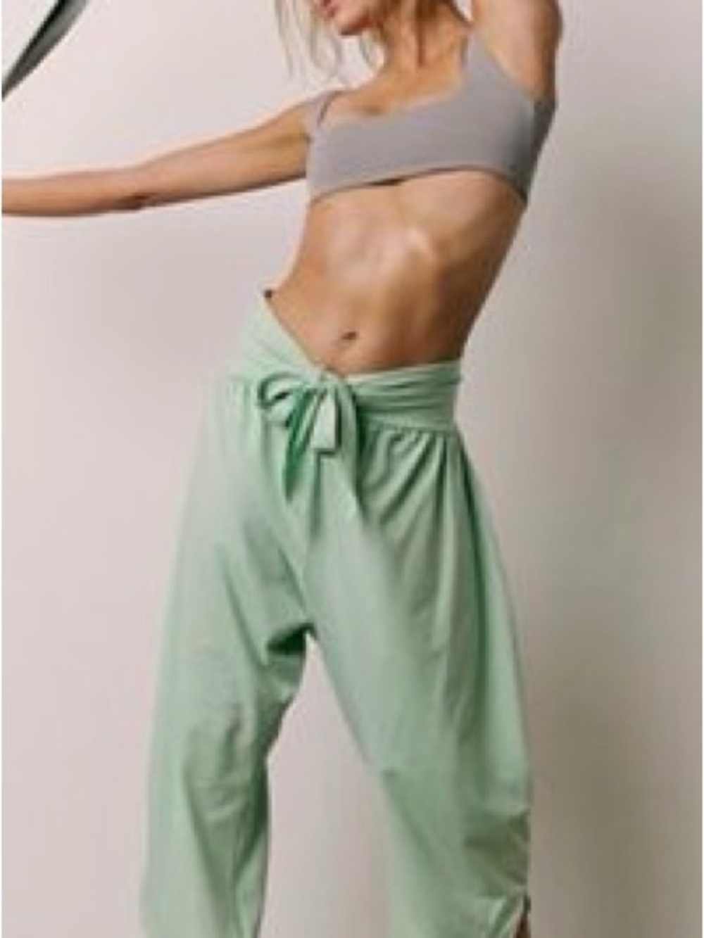 FP Movement by Free People Retreat Yoga Pants Light Mint Tie-Waist Pants